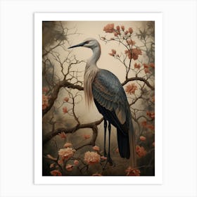 Dark And Moody Botanical Crane 4 Art Print