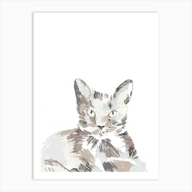 Cat Portrait White Art Print