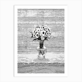 Flowers In A Vase Black And White Art Print