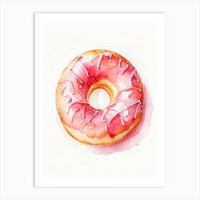 Strawberry Frosted Donut Cute Neon 2 Art Print