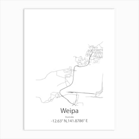 Weipa,Australia Minimalist Map Art Print