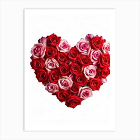 Bouquet Of Red And Pink Roses Arranged To Form A Heart Shape Symbolizing Love Passion And Affecti 2 Art Print