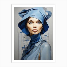 Woman In A Blue Hat Art Print