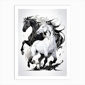 Two Horses Running 32 Poster