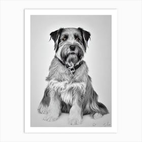 Wirehaired Pointing Griffon B&W Pencil Dog Art Print