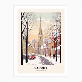 Vintage Winter Travel Poster Cardiff United Kingdom 3 Art Print