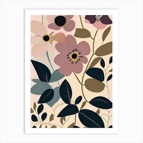 Wild Rose Wildflower Modern Muted Colours 2 Art Print