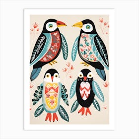 Folk Style Bird Painting Penguin 6 Art Print