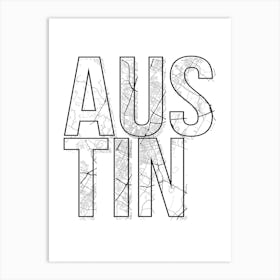 Austin Street Map Typography Art Print