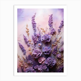 Lavender Roses On A Purple Background Art Print