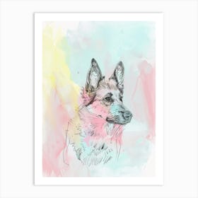 Colourful Swedish Vallhund Line Illustration 1 Art Print