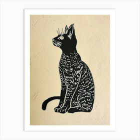 Egyptian Mau Cat Linocut Blockprint 6 Art Print