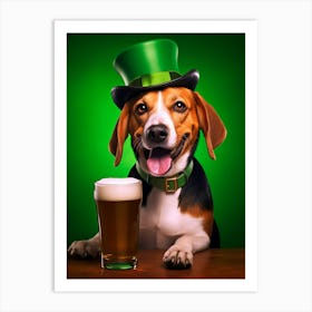 Dog Having Beer in St Patrick Day Art Print