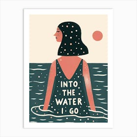 Into The Water I Go, woman & sun portrait  Art Print