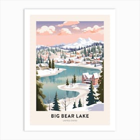 Vintage Winter Travel Poster Big Bear Lake California 2 Art Print