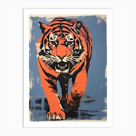 Tiger, Woodblock Animal  Drawing 7 Art Print