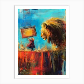 Lion And Girl Art Print