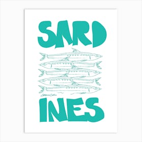 Sardines, Teal Art Print