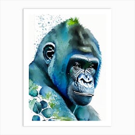 Baby Gorilla Gorillas Mosaic Watercolour 3 Art Print