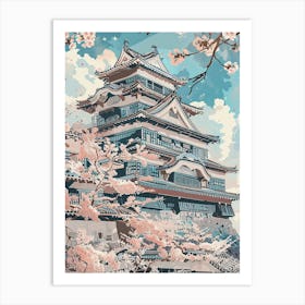 Himeji Japan 4 Retro Illustration Art Print
