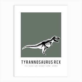 T Rex, Dinosaur Boys Room Decor, Green Art Print