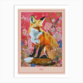 Floral Animal Painting Fox 1 Poster Art Print