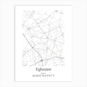 Eghezee,Belgium Minimalist Map Art Print