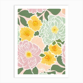 Peony Pastel Floral 1 Flower Art Print