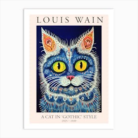 Louis Wain, A Cat In Gothic Style, Blue Cat Poster 6 Art Print
