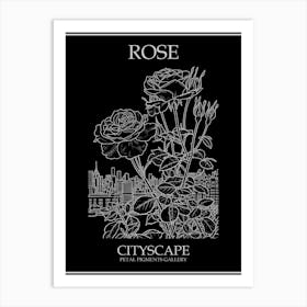 Rose Cityscape Line Drawing 1 Poster Inverted Art Print