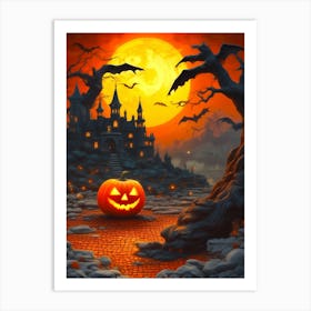 Halloween Night In The Castle Art Print