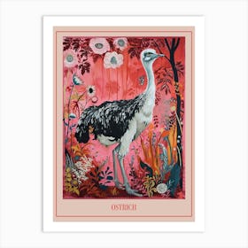 Floral Animal Painting Ostrich 1 Poster Art Print