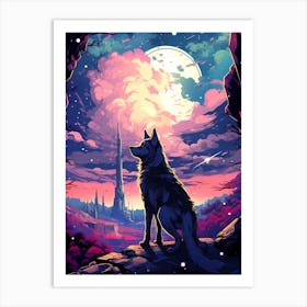 Wolf In The Moonlight 1 Art Print