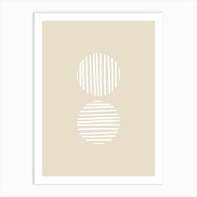 Striped Circles Beige Art Print