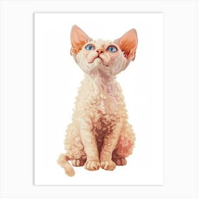 Devon Rex Cat Clipart Illustration 3 Art Print