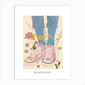 Spring In In The Air Pink Sneakers And Flowers 3 Art Print