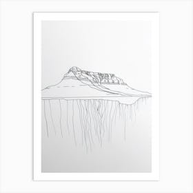 Table Mountain South Africa Line Drawing 4 Art Print