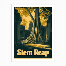 Aihrgdesign A Retro Travel Poster For Siem Reap Art Print