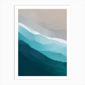 Minimal art abstract watercolor painting of beach waves Art Print