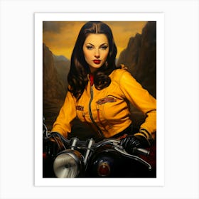 Motorcycle Racing Girl Art Print