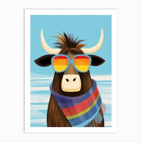 Little Yak 1 Wearing Sunglasses Art Print