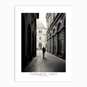 Poster Of Florence, Italy, Black And White Analogue Photograph 1 Art Print