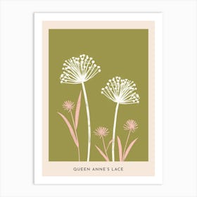 Pink & Green Queen Annes Lace 1 Flower Poster Art Print
