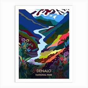 Denalo National Park Travel Poster Matisse Style 1 Art Print