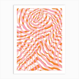 Op Art Checkerboard - Orange Art Print