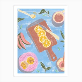Fruit and Muffins Breakfast Art Print