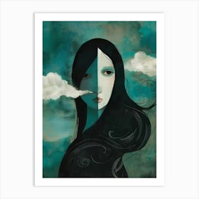 Girl In The Clouds 2 Art Print