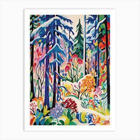 Winter Snow Snow Coniferous Forest Illustration 5 Art Print