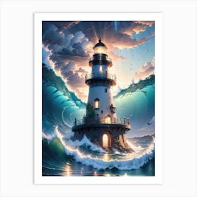 A Lighthouse In The Middle Of The Ocean 20 Art Print