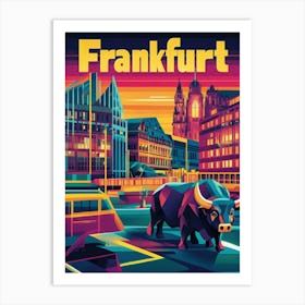 Aihrgdesign A 1970s Inspired Travel Poster For Frankfurt 3 Art Print